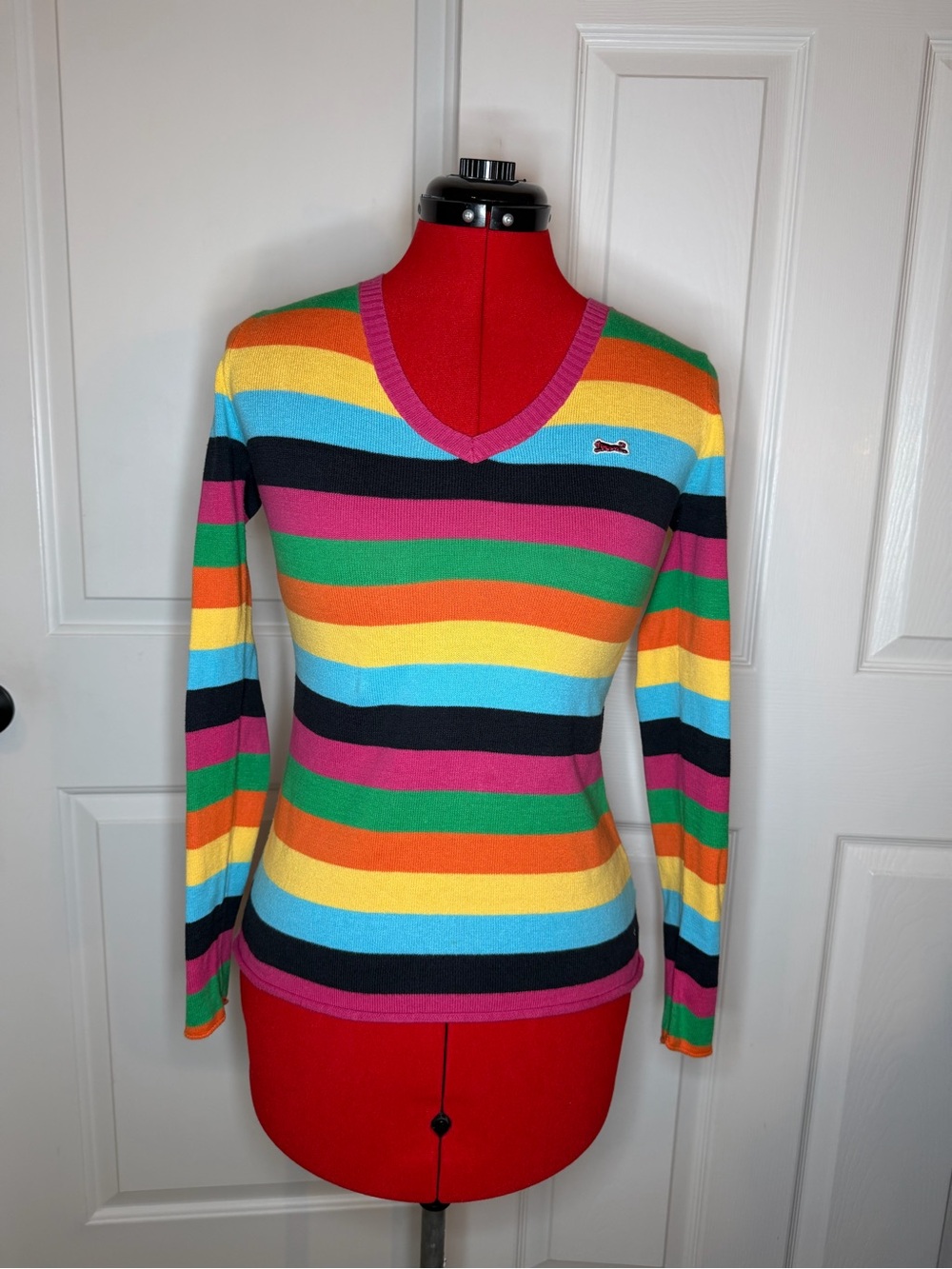 Le Tigre Long Sleeve Colorful Striped Sweater Womens S Lightweight
